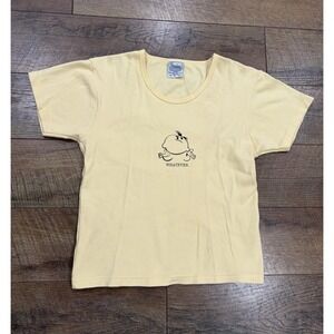 Vintage 90s Lemon Head "Whatever" Cropped Graphic Baby Tee Yellow XL Women's